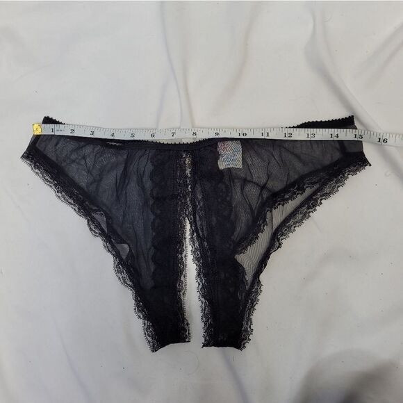 NEW Vintage 70s Fredrick's of Hollywood sheer black crotchless panties underwear - Picture 8 of 9